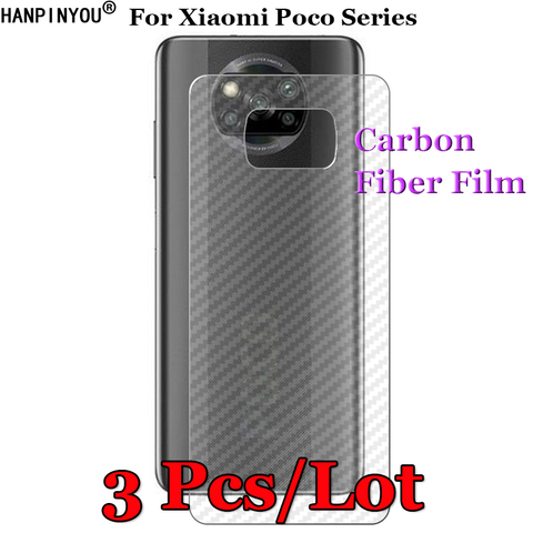3 pièces/lot pour Xiaomi Poco X3 NFC C3 M3 X2 F2 M2 Pro 3D antidérapant clair en Fiber de carbone Film arrière protecteur d'écran autocollant de protection ► Photo 1/1