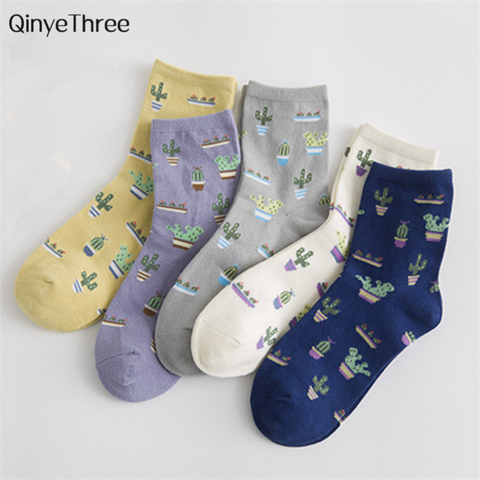 Chaussettes en coton pour filles, motif dessin animé, Cactus, confortables, mignonnes, décontractées, douces, chaudes, pour femmes, livraison directe ► Photo 1/6