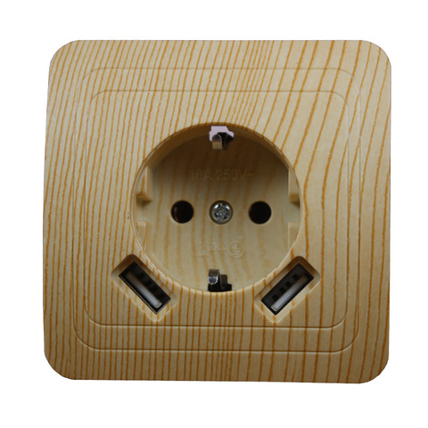 Prise murale USB Double 5V 2A, livraison gratuite, couleur arbre en bois, prise murale BW001 ► Photo 1/6