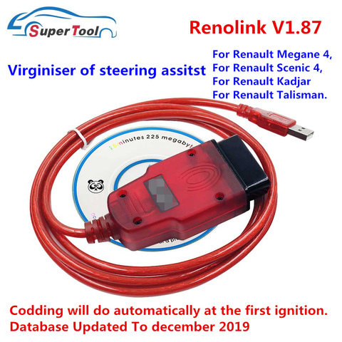 Renolink V1.87 pour le programmeur d'ecu de Renault Reno Link 1.52 OBD2 câble diagnostique d'usb de voiture pour le programme principal de Renault/outil de remise d'airbag ► Photo 1/6