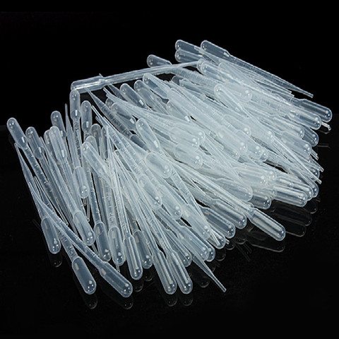 100 pièces 3ML pratique Transparent Pipettes jetable sûr en plastique oeil compte-gouttes transfert gradué Pipettes fournitures éducatives ► Photo 1/6