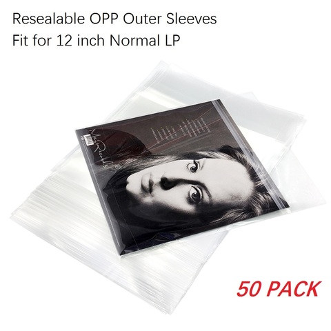 Manchons extérieurs refermables en plastique OPP de 50 pièces pour disque vinyle LP simple de 12'' ► Photo 1/6