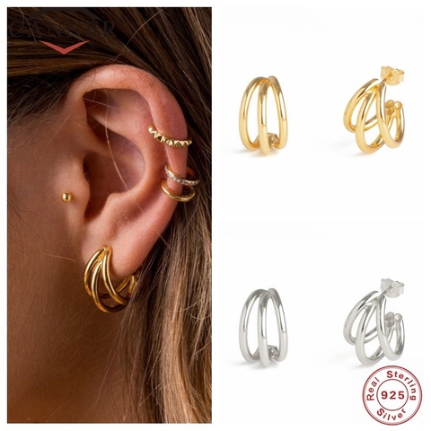 CANNER Real 925 boucles d'oreilles en argent Sterling Piercing boucles d'oreilles pour les femmes européennes et américaines de luxe bijoux fins pendientes ► Photo 1/6