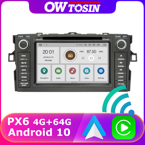 Autoradio PX6, Android 10, 4 go/64 go, Carplay, GPS, DSP, Bluetooth 2006, lecteur multimédia sans fil, pour voiture Toyota Auris (2011 – 5.0) ► Photo 1/6