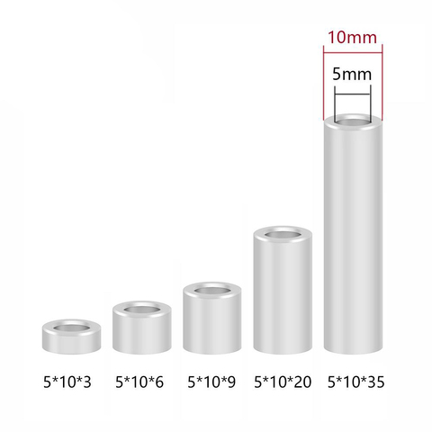 10pcs pièces d'imprimante 3D openbuild entretoise en Aluminium v-slot Isolation colonne pilier séparé quarantaine alésage 5MM Reprap imprimante 3D ► Photo 1/4