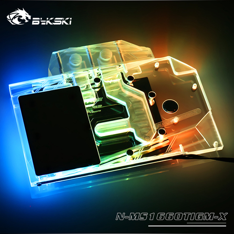 Bykski – bloc d'eau pour MSI GeForce GTX 1660 Ti Gaming X 6G/bloc de radiateur en cuivre à couverture complète/lumière rvb 12V/lumière 5V A-RGB ► Photo 1/6