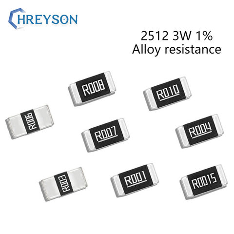 50 pièces 2512 3W SMD alliage ensemble de résistance 1% tolérance 0.008R 0.035R 0.06R 0.13R 0.24R 0.33R 0.4 Ohm faible ohmique puce résistance Kit ► Photo 1/6