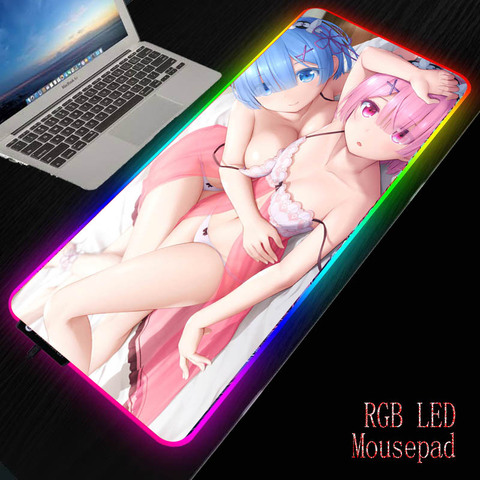 Re: Zero – tapis de souris Anime Sexy pour filles, accessoire de jeu pour ordinateur et bureau avec rétro-éclairage RGB ► Photo 1/6