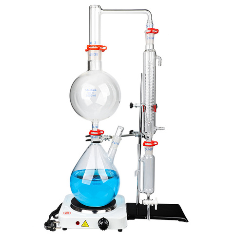 Laboratoire de haute qualité, équipement de Distillation d'huiles essentielles, purificateur d'eau distillée, Kit de verrerie avec flacon de condenseur 220v/110 ► Photo 1/6