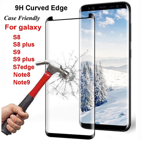 Protecteur d'écran pour Samsung, coque en verre trempé à bord incurvé 9H pour Galaxy S8, S9 Plus, S7 Edge, Note 8, 9, 10 ► Photo 1/6