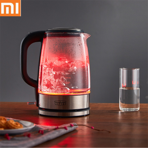 Xiaomi verre bouilloire électrique en acier inoxydable maison Led lumière théière 1.7l 220v contrôle de température Anti-sec bouilloire électrique ► Photo 1/6