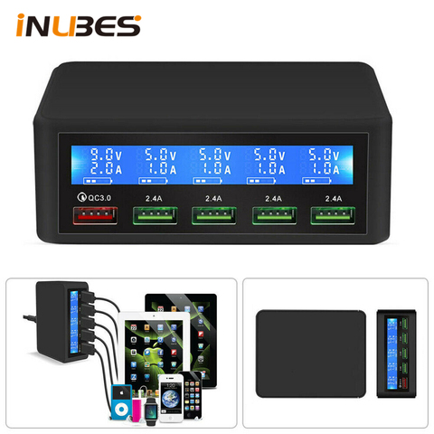 Adaptateur de Charge rapide à 5 Ports QC3.0, Station de Charge intelligente, Hub USB, affichage LCD, chargeur de bureau, 40W ► Photo 1/6