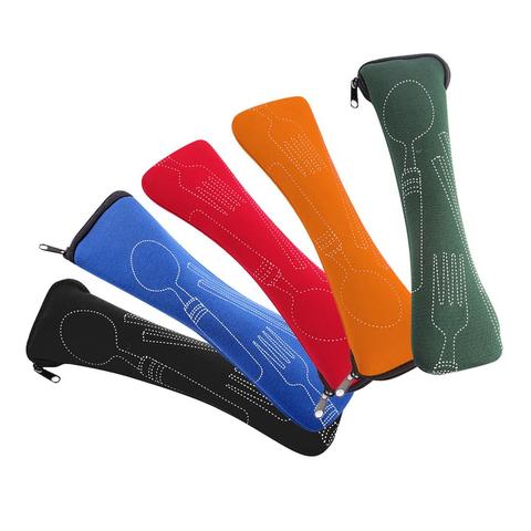 Boîte de vaisselle Portable Type couvercle rabattable, couverts étui cuisine etudiants ustensiles ménagers vaisselle sac pour dîner pochette avec fermeture éclair ► Photo 1/6