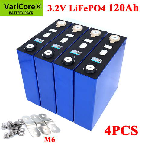 Lot de 4 batteries lifepo4 rechargeables, 3.2v, 120ah, 12v, 24v, 36v, 48v, à cycle profond, avec piles au lithium, fer et phosphate, ldp ► Photo 1/6