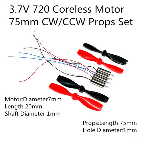 Sans noyau moteur 7*20 720mm haute vitesse 3.7V 7.5cm accessoires hélices CW CCW DC moteur bricolage R/C Drone pièces de rechange accès quadrirotor ► Photo 1/6