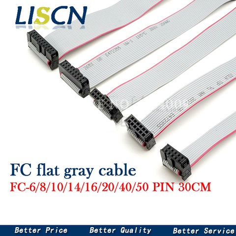 2PCS 2.54MM pitch FC-6/8/10/14/16/20/40/50 PIN 30CM JTAG ISP DOWNLOAD CABLE   Gray Flat Ribbon Data Cable FOR DC3 IDC BOX HEADER ► Photo 1/4