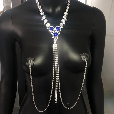 Collier de bijoux de chaîne de mamelon Sexy strass Non Piercing pour les femmes boîte de nuit de luxe cristal faux mamelon Piercing bijoux de corps ► Photo 1/6