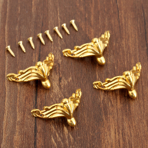Support d'angle décoratif doré pour meubles, boîte en bois, 26x19mm, 4 pièces ► Photo 1/6