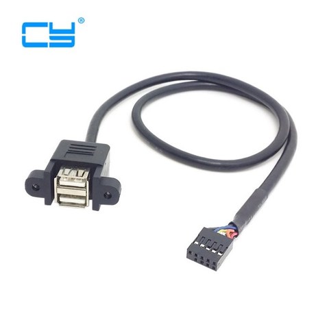 Carte mère 30cm 50cm 100cm, pas interne 9 broches 2.54mm à double Port USB 2.0 A, câble de montage à vis femelle ► Photo 1/1