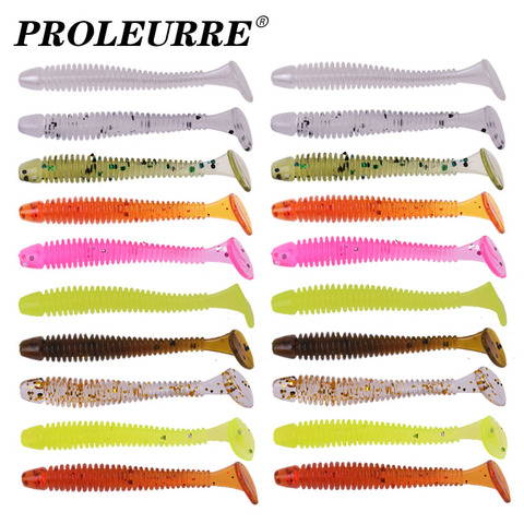 20 pièces pêche gigotant Wobbler appât souple 5cm 0.8g spirale ver pêche appât nageur artificiel Silicone appât Pesca matériel de pêche ► Photo 1/6