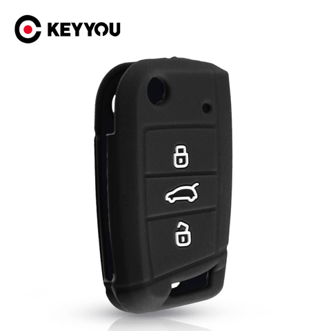 KEYYOU housse de clefs en Silicone clé couverture pour Volkswagen VW Golf MK7 Tiguan pour Skoda Octavia pour Seat Leon Ibiza Octavia A7 ► Photo 1/6