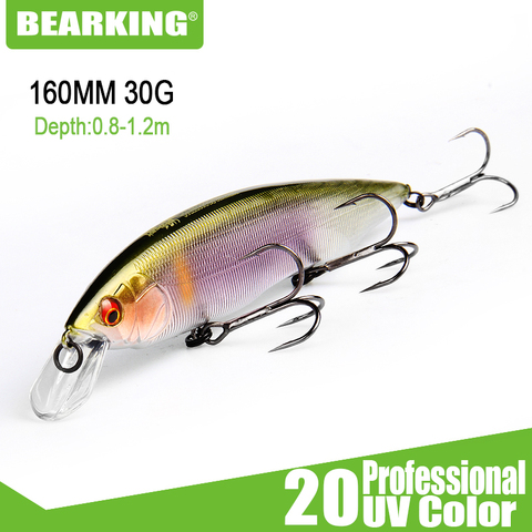 BEARKING 160mm 30g nouveau 2022 leurres de pêche chauds, couleurs assorties, manivelle de vairon, système de poids de tungstène wobbler modèle manivelle appât ► Photo 1/6