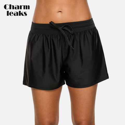 Charmleaks-short de natation pour femmes, maillot de bain ample, couleur unie, avec bretelles en bas, bas de maillot de bain ► Photo 1/5