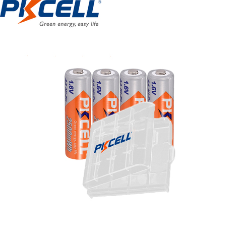 4PC PKCELL 2500mWh 1.6V NI-ZN Piles Rechargeables AA 2A Batteries Durable AA NI-ZN Batterie avec 1PC aa batterie tiens cas ► Photo 1/6