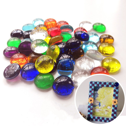 Pierres précieuses rondes en verre transparent de 100g, perles plates pour l'artisanat, pierres décoratives, Cabochon bricolage-même ► Photo 1/6