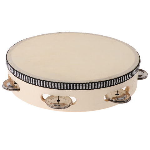 Tambourin pour enfants et enfants 8 pouces à main tambour cloche bois Percussion cadeau Instrument éducatif de musique ► Photo 1/6