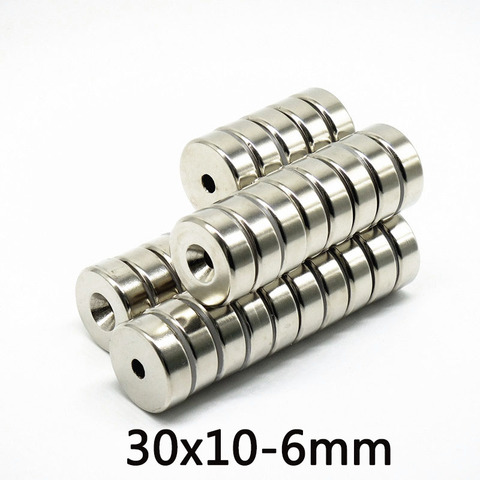 Aimants puissants 30x10-6 N35, 1 à 50 pièces, 30x10mm, trou de 6mm, aimant Permanent rond en néodyme, 30x10-6mm ► Photo 1/3