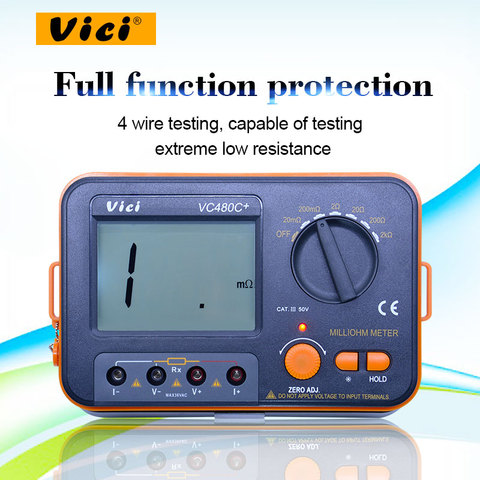 VICI VC480C + numérique Milliohm mètre 2k ohm testeur de résistance multimetro avec 4 fils test LCD rétro-éclairage ► Photo 1/6