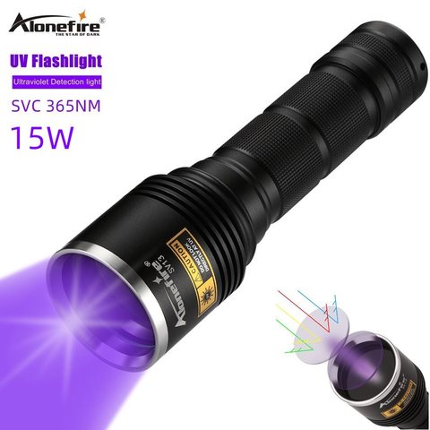 Alonefire – lampe de poche UV LED SV13, 15W, 365nm, torche Invisible, ultraviolette, lumière noire, détecteur de taches d'urine animale ► Photo 1/6