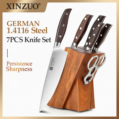 XINZUO – ensemble de 7 couteaux de cuisine forgés en acier inoxydable 1.4116, Chef tranchant Santoku, outils ménagers ► Photo 1/6