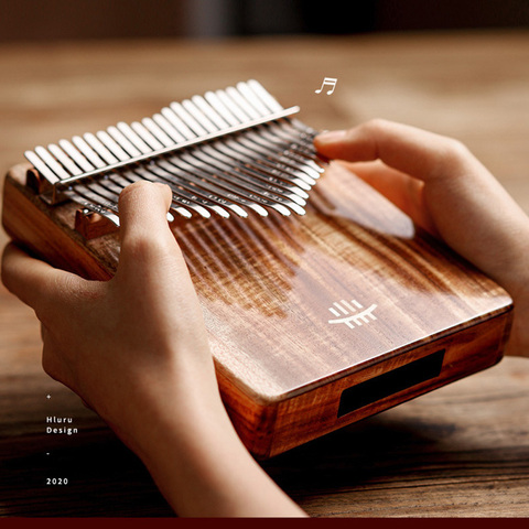 Hluru Kalimba 21 17 touches pouce Piano avec pick-up en bois plein solide Kalimba trou inférieur Mbira Instrument de musique pour débutant ► Photo 1/6