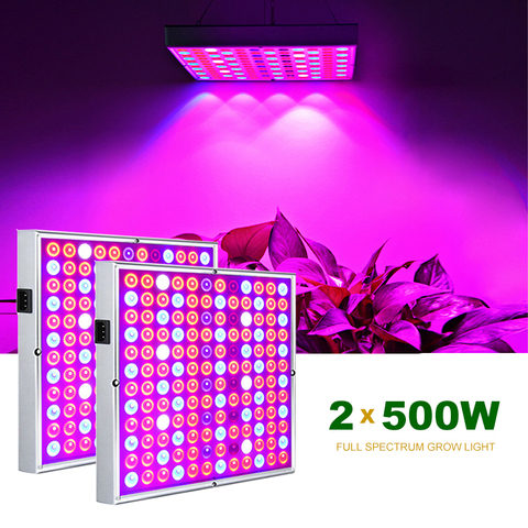 Lampe horticole de croissance Led UV, 500/100W, spectre complet, rouge, bleu, blanc, pour culture intérieure de plantes, 2 pièces ► Photo 1/6