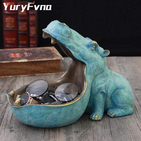 YuryFvna-Figurine d'hippopotame en résine, Sculpture, articles divers, conteneur de bonbons, pour la maison, pour la Table et le bureau, cadeau de décoration ► Photo 1/6