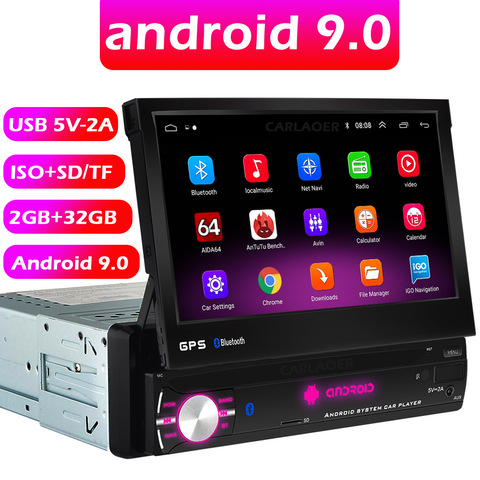 Lecteur de navigation GPS à système Android 9.0 quad core pour voiture, autoradio multimédia MP5 avec Wifi et Bluetooth, de type universel 1 DIN, 7 pouces, sans DVD ► Photo 1/6