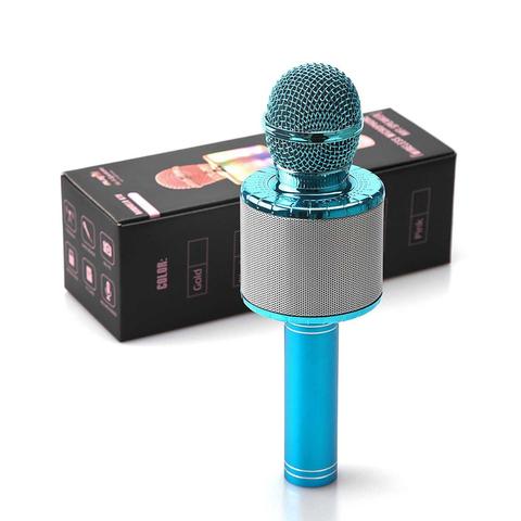 Microphone karaoké sans fil Bluetooth, lecteur de karaoké portable 3-en-1 portable lumière LED multifonction ► Photo 1/6