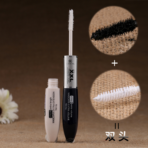 Mascara de maquillage de haute qualité imperméable à l'eau longs cils friser allongement double extension noir blanc XXL mascara cosmétique #5003 ► Photo 1/3