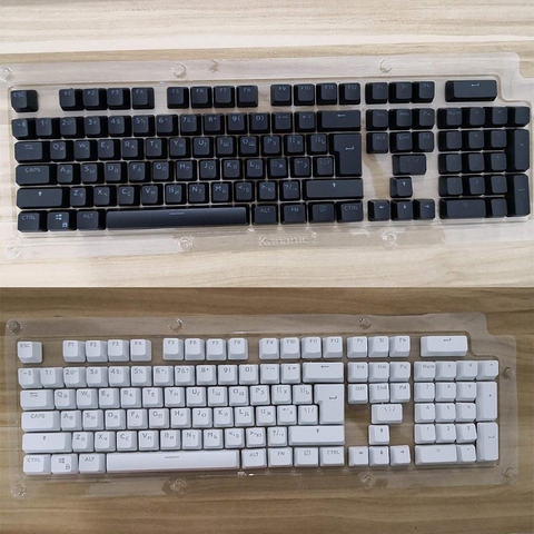 2 Styles translucide Double coup PBT 104 Keycaps russe translucide rétro-éclairage Keycaps pour Cherry MX clavier commutateur ► Photo 1/6