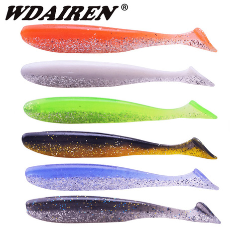 Lot d'appâts artificiels souples en Silicone pour la pêche, pack de leurres pour attraper des poissons comme les carpes ou les bars, matériel pour pêcher, Double couleur, Wobbler, Easy shine, 80mm, 3.5, 6 pièces ► Photo 1/5