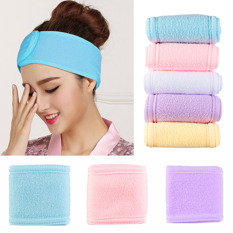 Bandeau de maquillage large réglable bandeau de maquillage enveloppe cheveux bonnet de douche Stretch Salon SPA bandeau Facial maquillage accessoires ► Photo 1/6