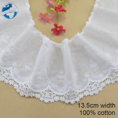 Ruban de couture en dentelle brodée 13.5 coton, 100% cm de large, guipure, garniture de mariage, bricolage, accessoires pour poupées, bordure en dentelle #4013 ► Photo 1/5