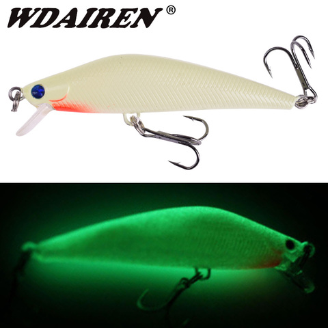 WDAIREN 3D lumineux vairon leurres 8cm 8g nuit pêche Wobbler pédalier attirail artificiel dur appât déformé basse Isca Swimbait ► Photo 1/6