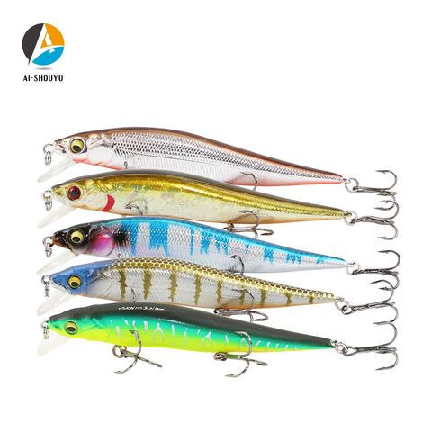 AI-SHOUYU Wobbler Vision Minnow appâts de pêche Super secousse coulée appât dur Minnow appâts artificiels avec 3 haute Qual ► Photo 1/6