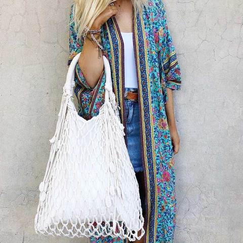 Happie queen – robe longue à imprimé Floral pour femmes, ceinture, Kimono, bohème, col en V, manches chauve-souris, style Boho ► Photo 1/6