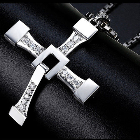 Collier croix rapide et furieuse Dominic Toretto, pendentif en strass croisé, en acier inoxydable pour hommes ► Photo 1/5