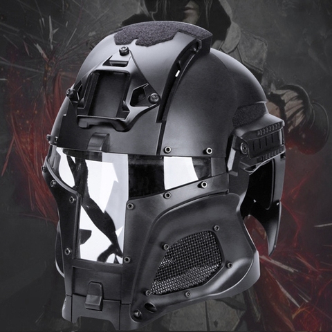 Casque militaire tactique Airsoft Paintball pour Sports de plein air, casque de Combat CS, protection globale ► Photo 1/6