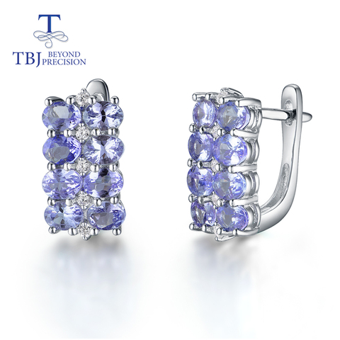 Tanzanite naturel fermoir boucles d'oreilles 925 en argent sterling élégant design classique bijoux fins pour les femmes vêtements quotidiens tbj promotion ► Photo 1/6